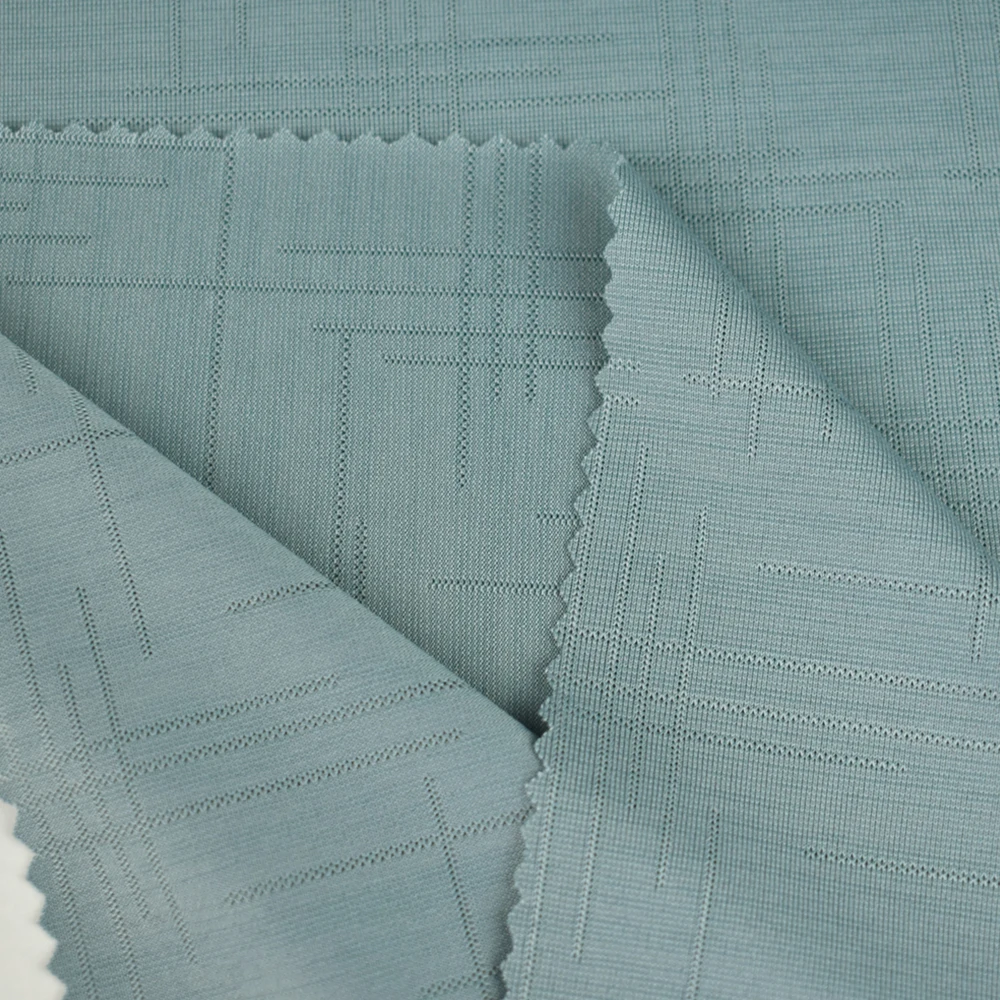 Good quality nylon polyester Cationic stretch single jacquard knitted fabric spandex for T-shirt 170gsm