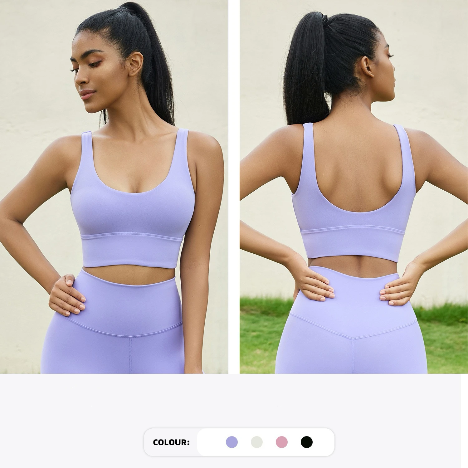 Wholesale Lulu New Arrivals U neck Moisture-absorbing And Sweat-wicking Sports Bra Breathable Nude Yoga Fitness Sports Bra set
