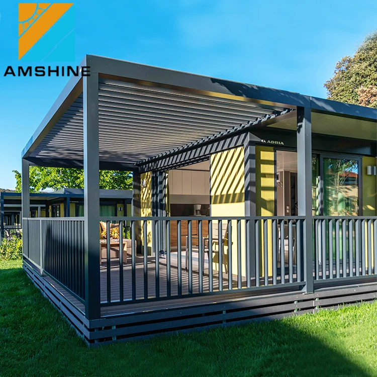 2024 Hot Sale Garden Gazebo Pavilion Customize Sun Shading Bioclimatic Pergola Aluminum Aluminium Alloy 6063-T6