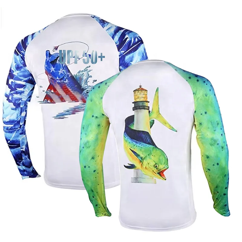 New Arrival Lightweight Blue Long Sleeve Marlin Outdoor Uv Fishing Shirts Quick Dry Fishing Clothing