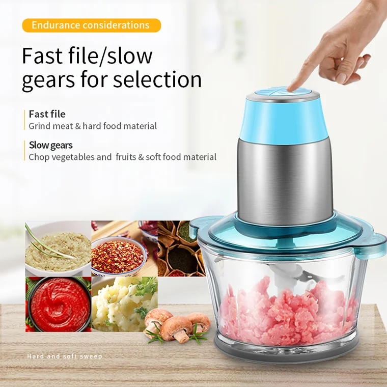 1.8L 2 speed electric stainless steel Home use vegetable chopper meat grinder blender