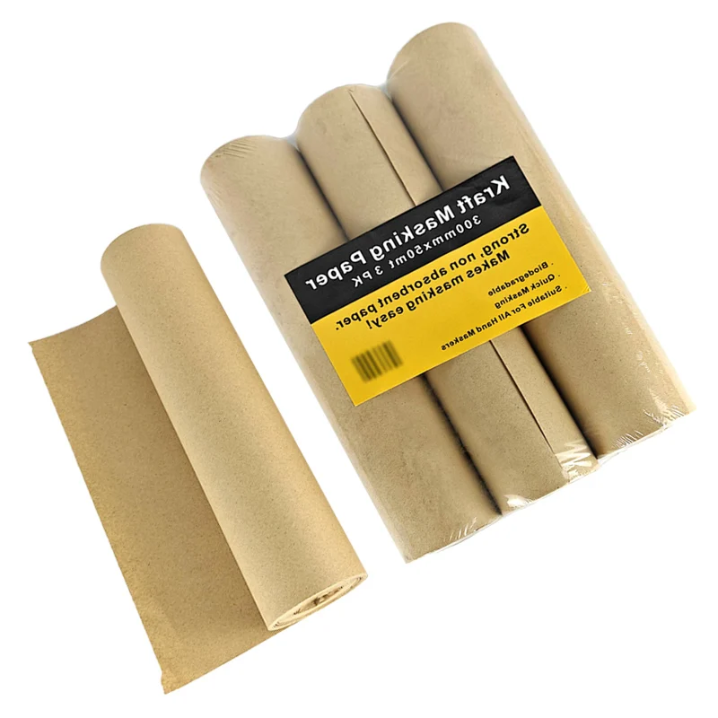 Masking Paper Recyclable Thin Eco-Friendly Kraft Paper Roll for Automotive Painting Car Construction Surface Protection