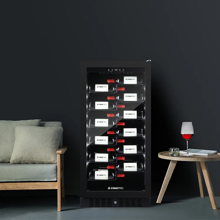 Vinopro 258L Black Wine Cabinet Glass Door Single Zone Compressor 70 Bottle Capacity Label View Smart Wine Cooler Refrigerator