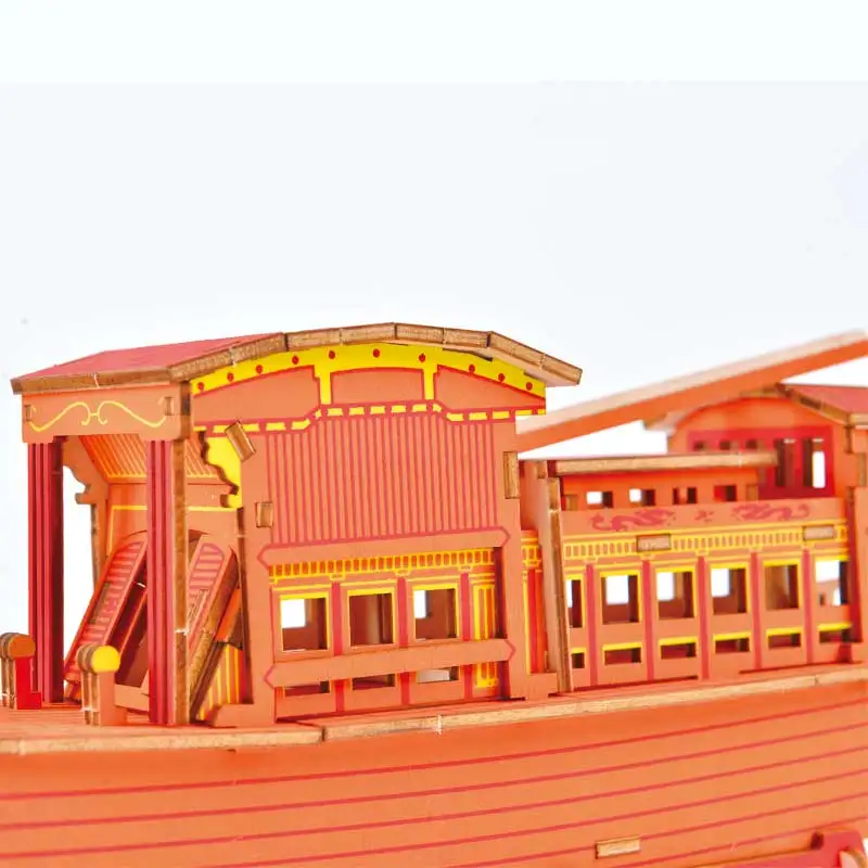 Intelligence diy assembly eco-friendly wooden assembly pleasure boat toys wooden assembly wholesale ship toys