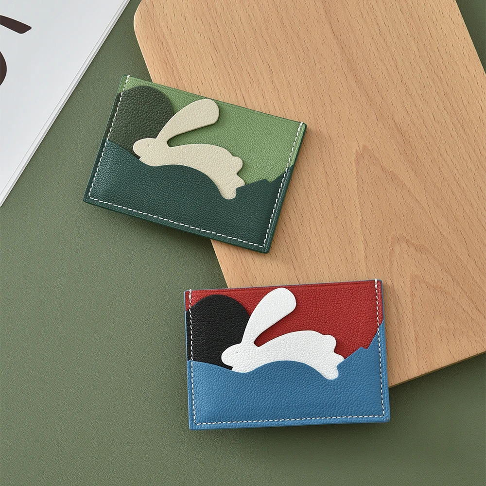 Embroidered Tarjetero Characters Microfiber Synthetic Split Genuine Leather Minimal Manufactures Wallet Kaarthouder Rfid