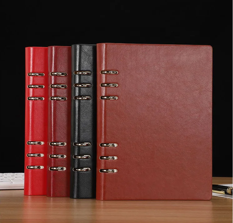  Пользовательский женский кожаный без даты 6 колец ежедневный Еженедельный ежемесячный планировщик Обложка вкладыши блокнот с листьями