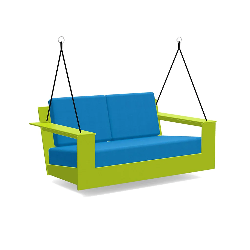 Garden Swing Chair 2 Seats Outdoor Swing with Strip Cushion Outdoor Swing Chair