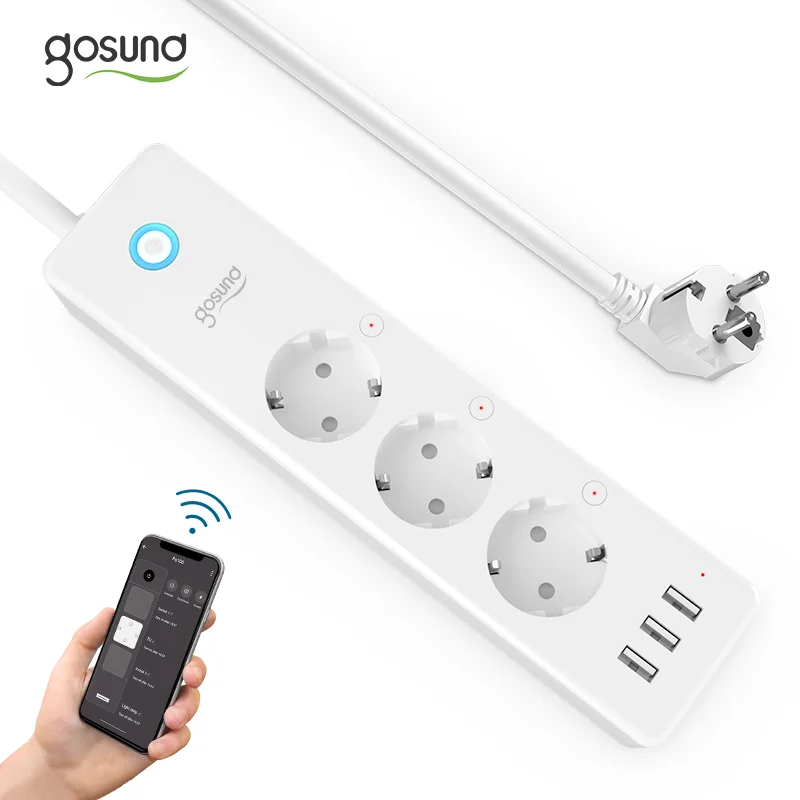 EU Power Strip With USB Extension Socket Smart Plug Power Strip 3 USB LED Light Tower Power Strip EU Plug