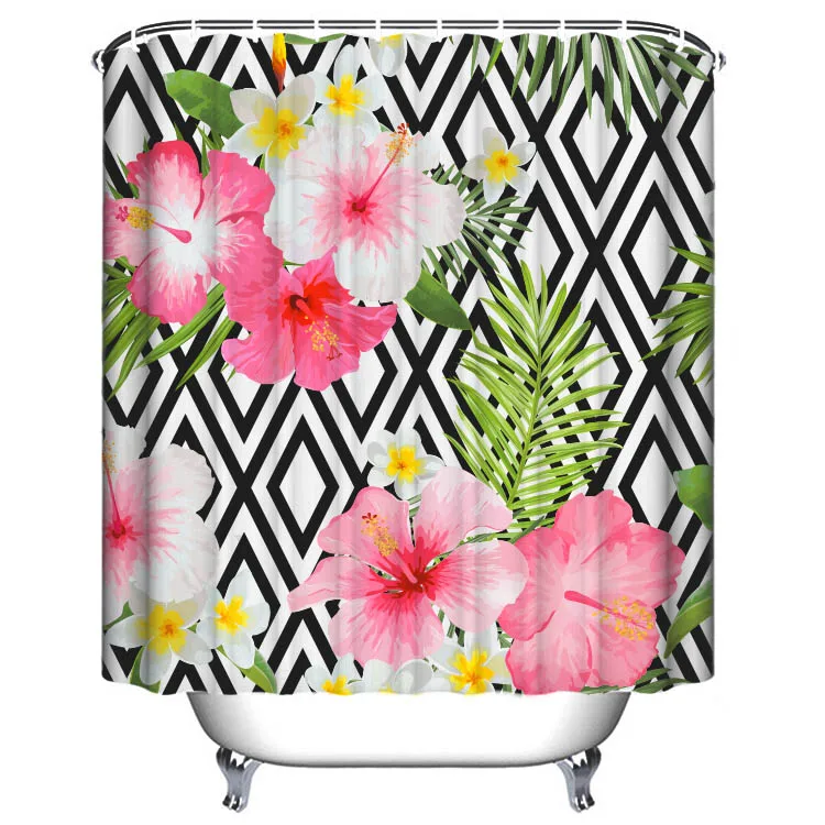 Buti designer boho geometric cotton polyester fabric shower curtain