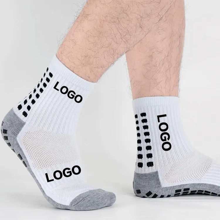 OEM Custom Logo Wholesale Anti Slip Sock Non Slip Soccer Grippy Sport Football Sports Grip Socks For Men