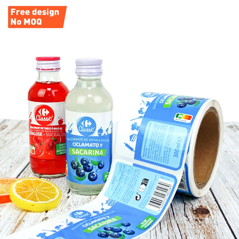 Водонепроницаемая наклейка с логотипом на заказ для пищевых продуктов банка/стекло/пластиковая бутылка круглая/прозрачная упаковочная этикетка наклейки
