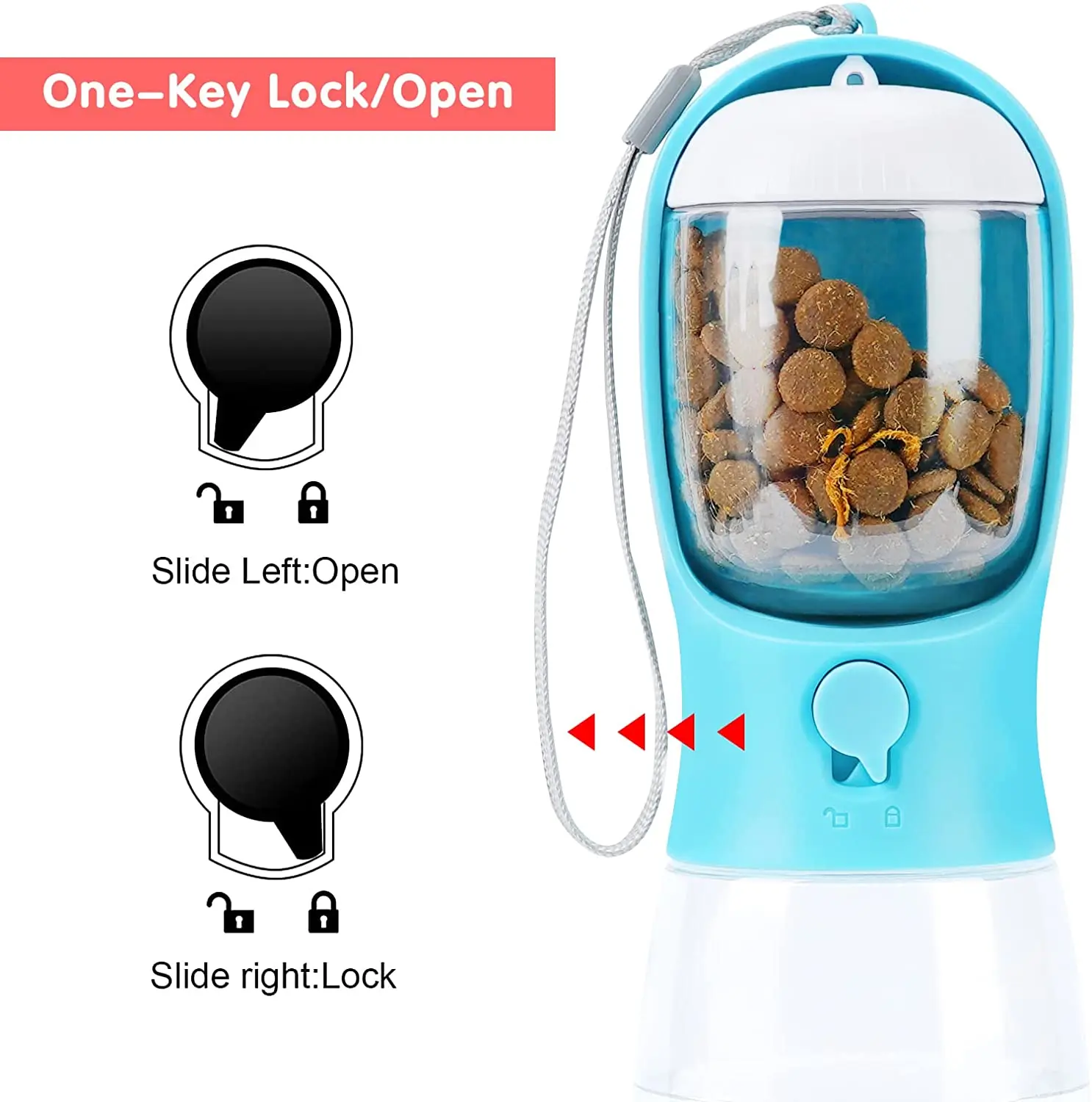 Food Grade Bottle Leak Proof Portable Pet Bottle Manufacture Puppy Water Dispenser with Food Container for Pets Outdoor Walking