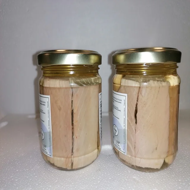 Hot Sales 100% Yellow Fin Tuna Fish Canned Fillets in Olive Oil Handmade Artisanal Processing Popular Glass Jar