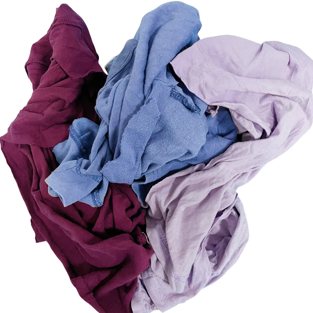 10kg to 100kg package multi purpose cotton used  rags fabric cut pieces dark color t shirt rags trapos industriales