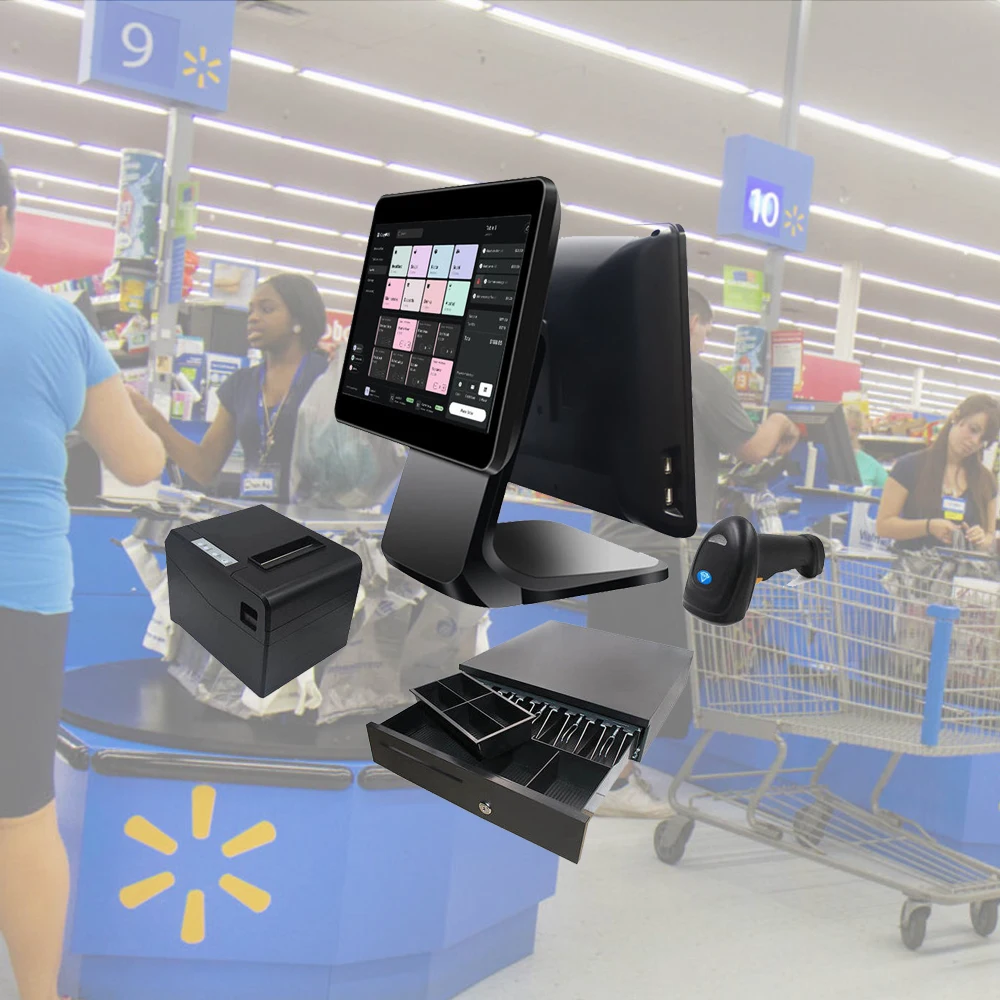 Payment pos machine all in one cashier chekout windows touch POS terminal with printer scanner casher