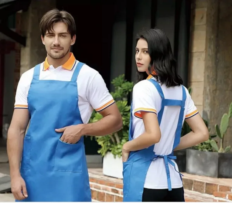 Amazon Wholesale  Chef Cooking Apron Custom Logo Half Waist Maid With Pocket