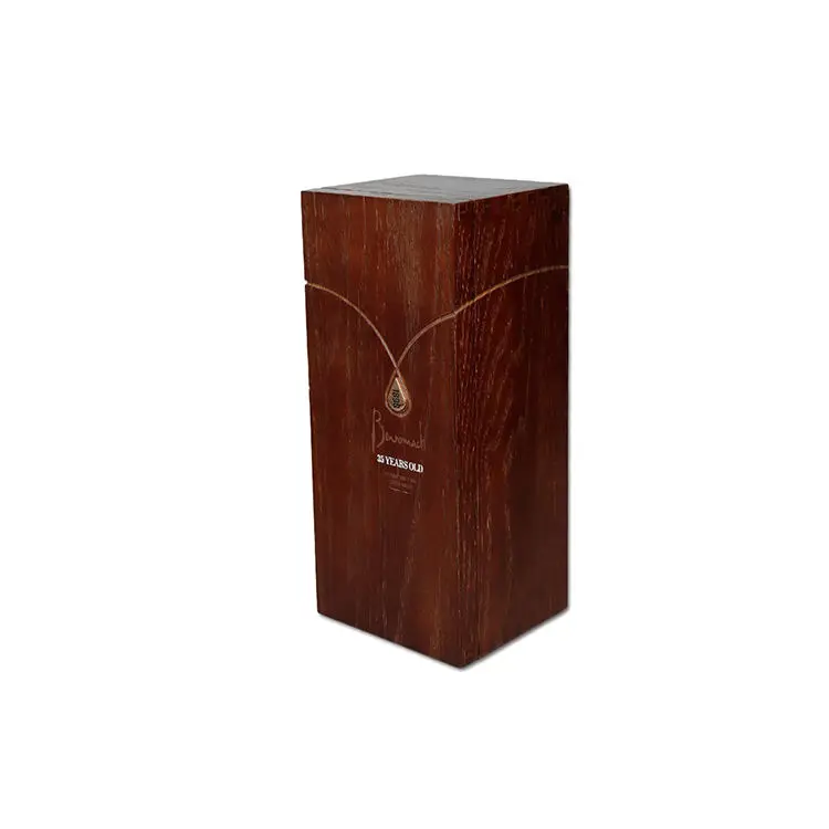 Top Sale Solid Deep Brown Natural Wood Color Packaging Items Packing Material Natural Wood Bottle Case Wine Gift Box Set