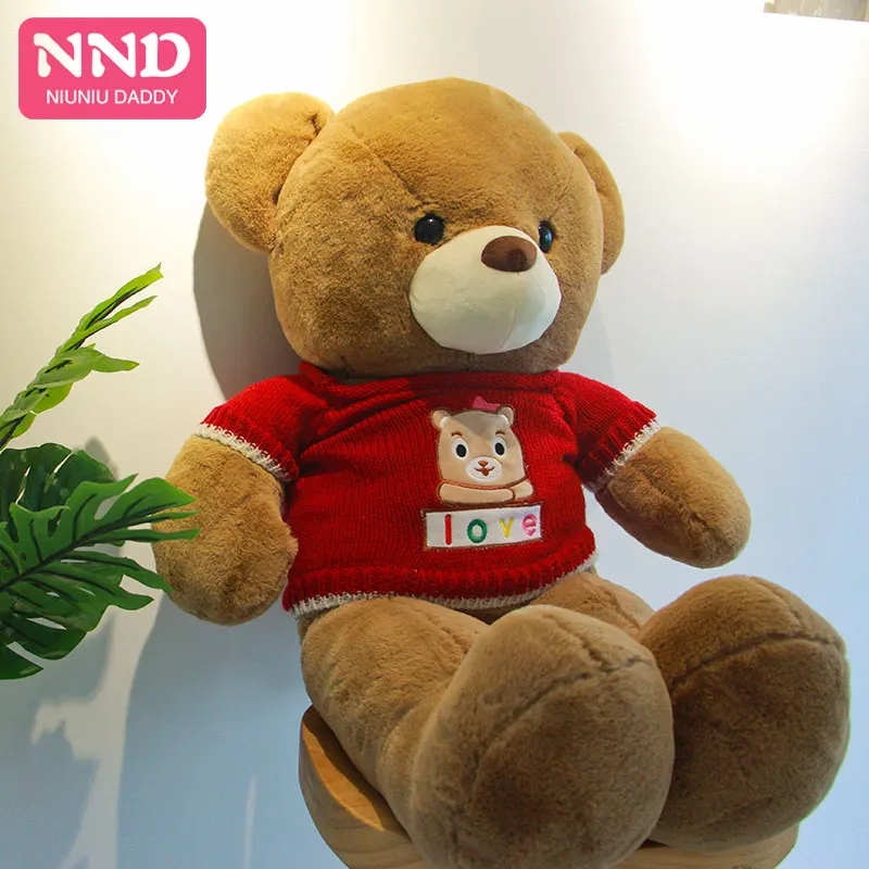 Niuniu Индивидуальные плюшевые игрушки для папы Kawaii 80 см Мишка Тедди со свитером мягкие животные без набивки одежда Медведь подарок девушки на День святого Валентина