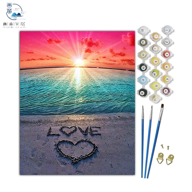 40 * 50 cm Love Beach Sea Acrylic Paint Painting diy paint by numbers custom pictures