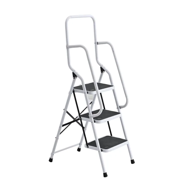 500 lb Capacity Step Stool Folding Ladders for Home Kitchen Steel Frame with Safety Side Handrails