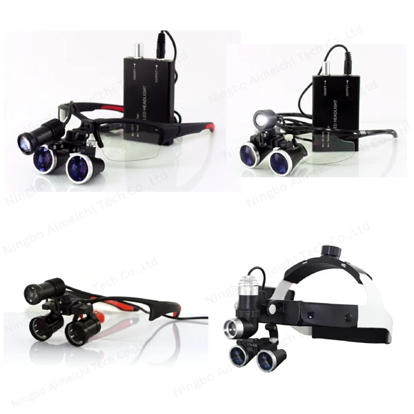 EASY TO WEAR 2.5X 3.5X Binocular Variable Focus Dental Loupes Head Wear Magnifier LED Medical Surgical Glass with Light