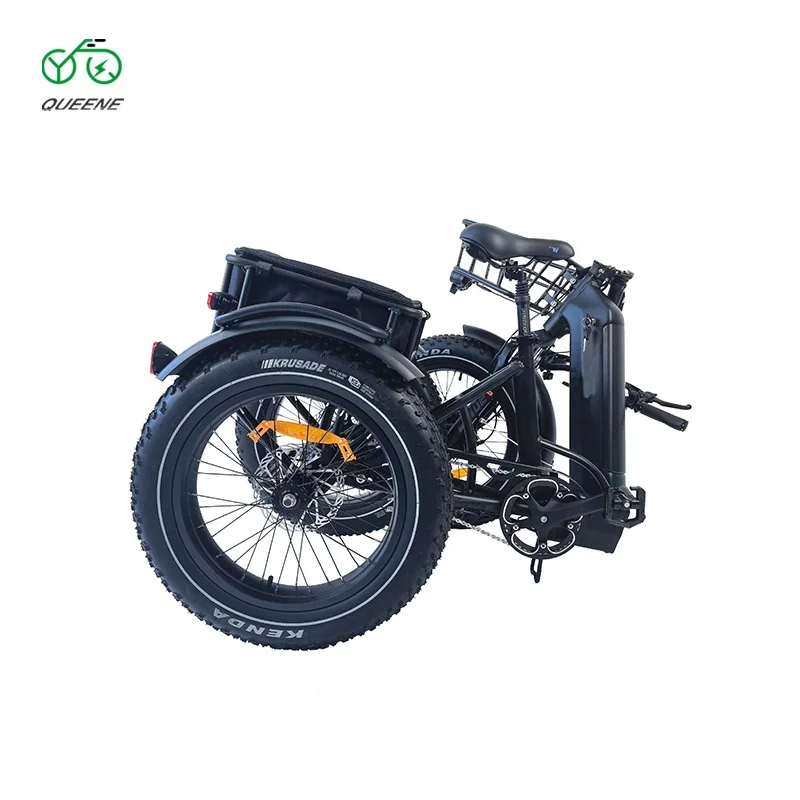 Wholesale Battery Powered 3 Wheel Cargo Bike Adult Folding Electric Tricycle With Big Strong Baskets