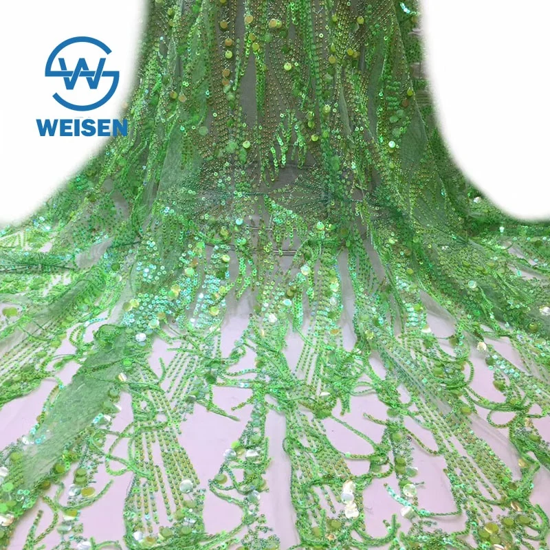 Dress 2020 Custom Luxury Embroidery Net Lace Tulle Fringe Sequin Fabric