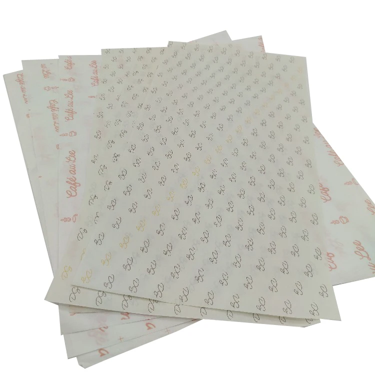 Custom Food Paper Sheets Disposable Natural One Side Coated Sandwich Food Wrap Grease Proof Paper