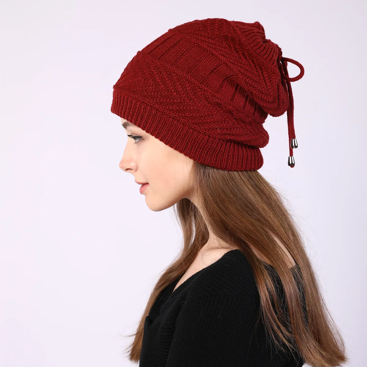 HEFT BOOOGE New Design Knitting Beanie Pullover Neck Warmer Ponytail Hat