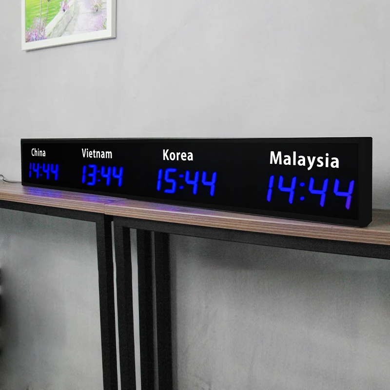 CHEETIE CP034 Different City Names LED World Time Clock 2.3 Inch Digital Multi Time Zone Wall Clock