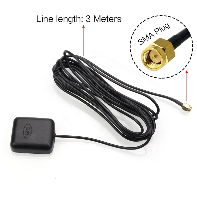 High quality 1575.42mhz Dua Active 30dbi External Adhesive Auto gps Gnss antenna for car with sma/fakra/mcx Connector
