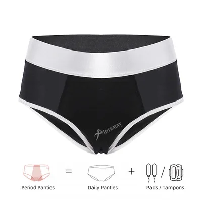 Cotton Mid Waist Women Briefs 4 Four Layers Absorb Plus Size Leak Proof Underwear Period Panties Underwear