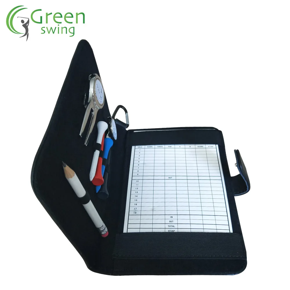 Custom Golf Score Card Holder Note Book Golf Gift Set With Pen And Golf Tees