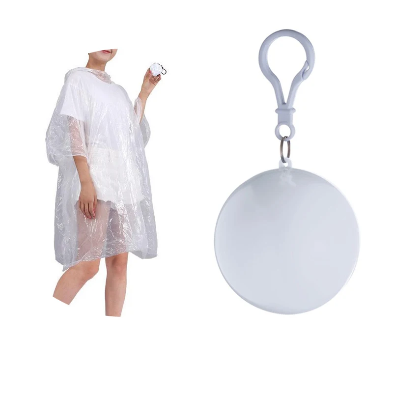Portable Disposable Travel Emergency Poncho Rainwear with Key Ring Ball Raincoat for Adults Single-person Rainwear All-season