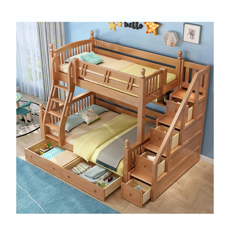 Высококачественные детские двухъярусные кровати из массива дерева комплект детской двухъярусной