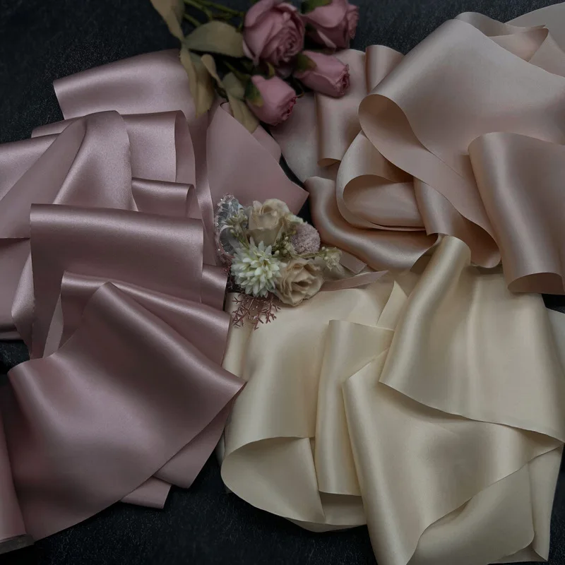 luxury closed edge charmeuse habotai pure silk ribbon hand dyed silk ribbon for bridal stylists florists