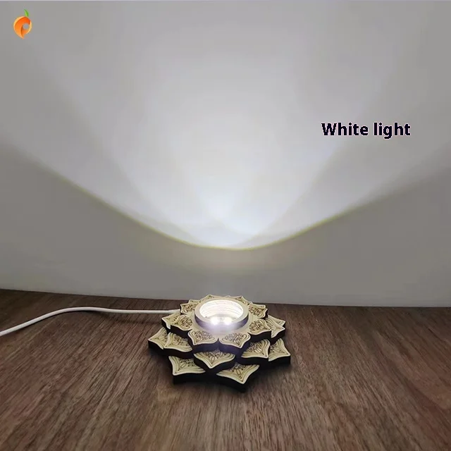 Оптовая продажа светодиодная кристаллическая Ночная основа из массива дерева 3D дизайн лотоса полированная Настольная лампа с USB-разъемом для рукоделия украшения и подарки