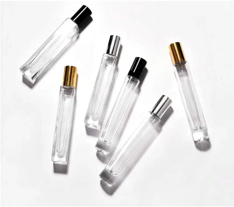 square or round shape  thick bottom transparent 5ml 10ml 15ml roll on glass bottle for essential oils perfume