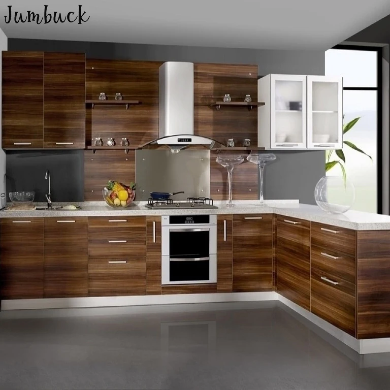 Современный Меламиновый плоский фанерный кухонный шкаф «сделай сам» для продажи