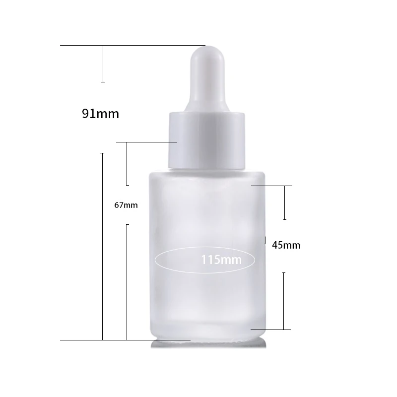 Amber clear frosted 1 oz 1oz 30 ml 30ml flat shoulder cylinder glass dropper bottle for serum essential oil