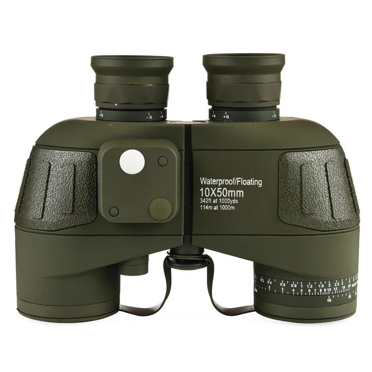 High-Power 10X50 High-Definition Waterproof Binoculars Nautical Compass Low-Light Night Vision Ranging Binoculars Outdoor Use