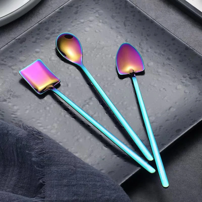 Creative 304 stainless steel long ice cream mixing cute spoon cocktails coffee dessert stirring spoons
