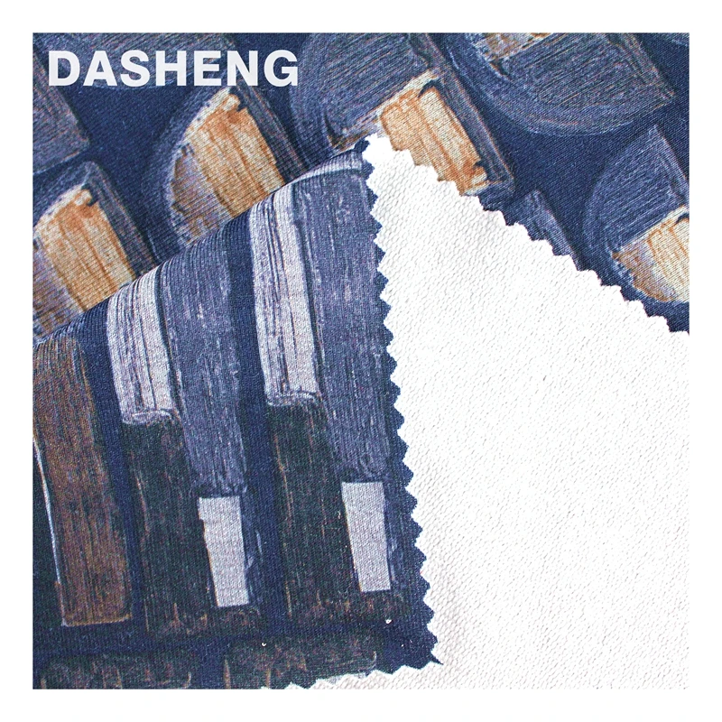 Wholesale Design Printed Melange 95%Polyester 5%Spandex French Terry Fabric for Clothing