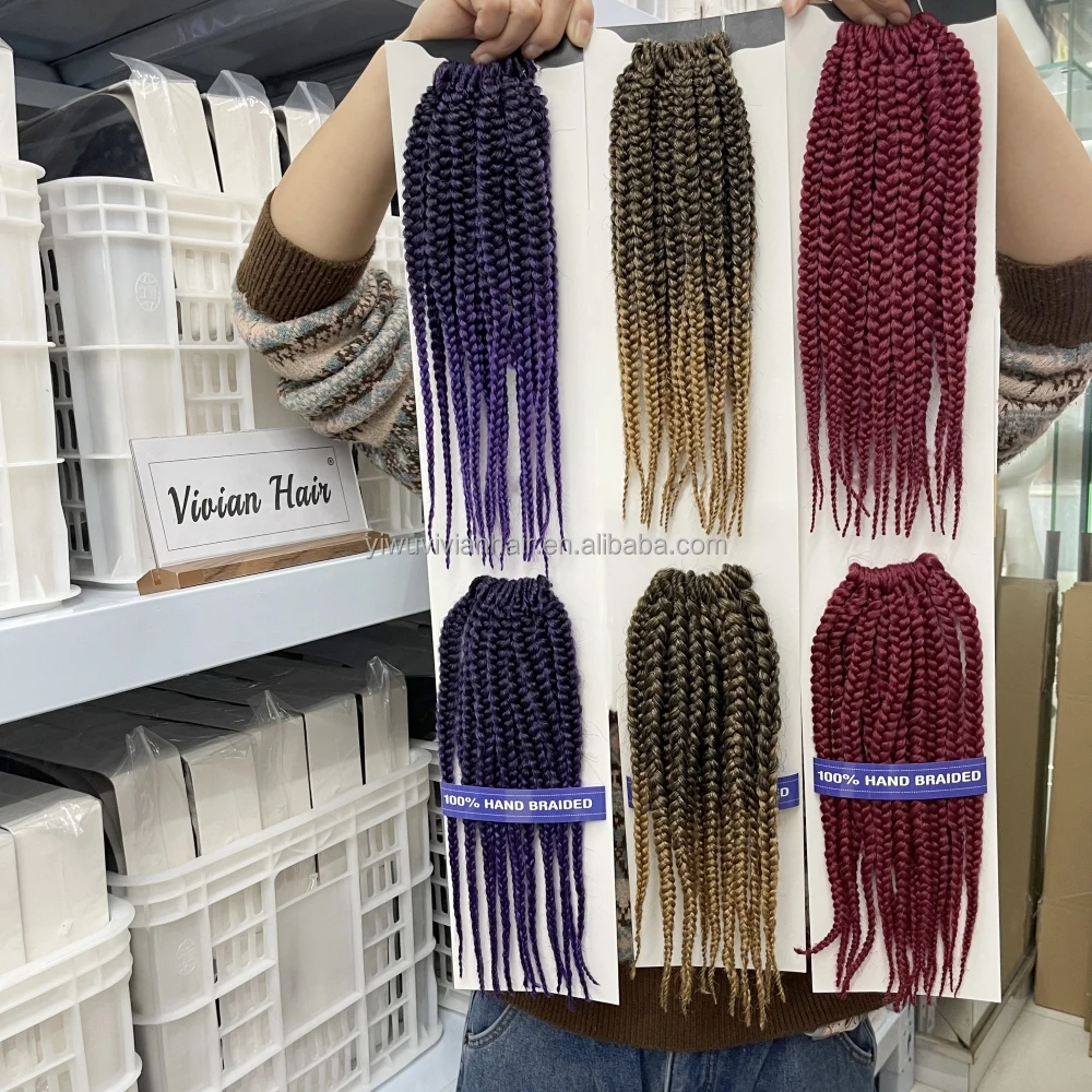 Viivian hair Wholesale12 INCHES 15 Strands 2X Box Braids jumbo Crochet Hair Extensions Senegalese Twist Crochet Braiding Hair Ex
