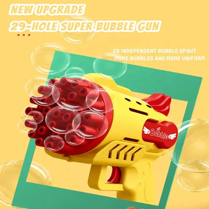Bubble Gun Electric Automatic Soap Rocket Bubbles Machine Kids LED Light Blower Toys Children Gifts Party Novelty Gag Toys