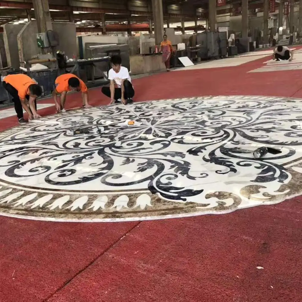 waterjet marble floor tiles  design pattern medallion