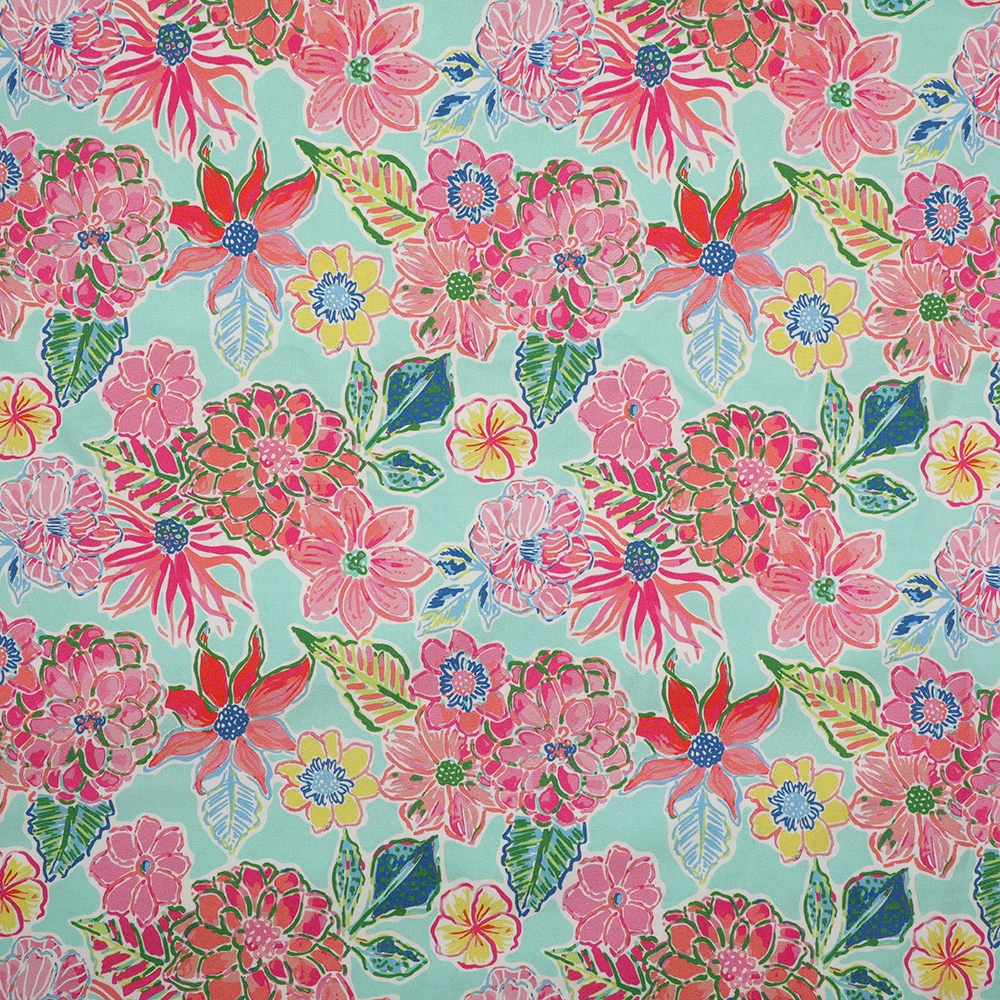 organic green 100% cotton woven digital print fabric printed cotton poplin By The Yard For Baby Clothing Women Shirt