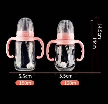 Baby standard mouth PP silicone baby feeding bottle mother and baby wholesale newborn nipple bottle,straw bottle for kids