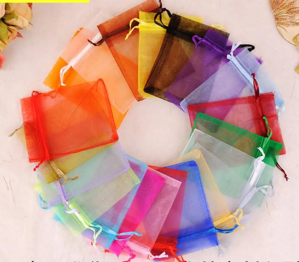 7x9cm yarn bags 100 pc set plain gift wedding candy organza bags, cosmetics jewelry packaging beam yarn bags