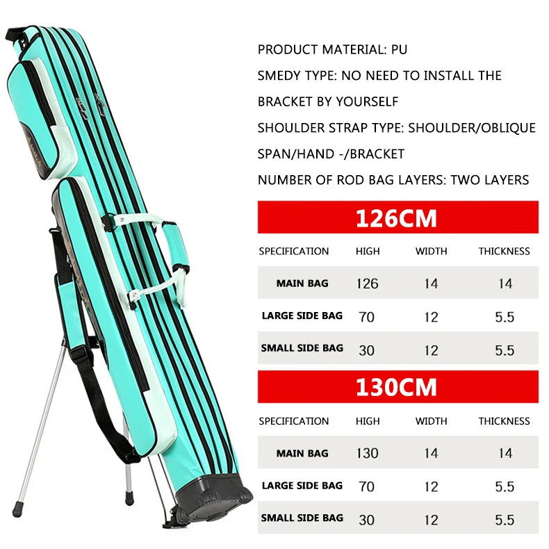 Waterproof Portable Large Capacity Fly Holder Colourful Carrying Case PU Fishing Tackle Rod Bag